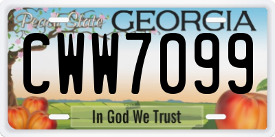 GA license plate CWW7099