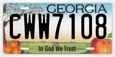 GA license plate CWW7108