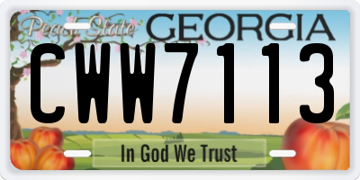 GA license plate CWW7113