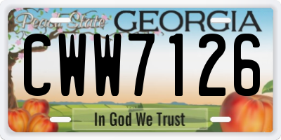 GA license plate CWW7126