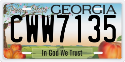 GA license plate CWW7135