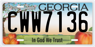 GA license plate CWW7136