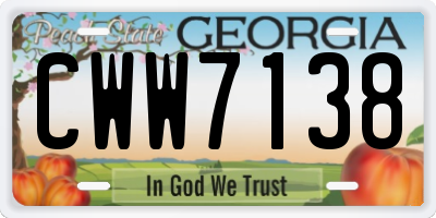 GA license plate CWW7138