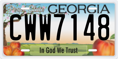 GA license plate CWW7148