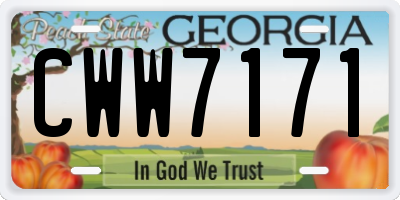 GA license plate CWW7171