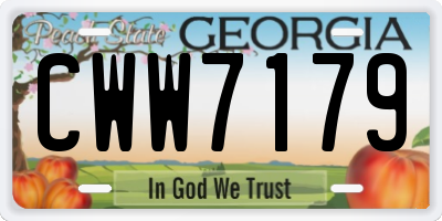 GA license plate CWW7179