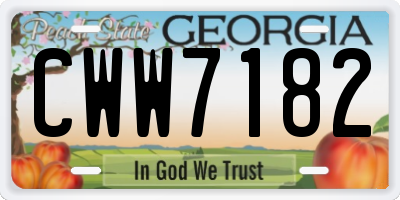 GA license plate CWW7182