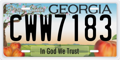 GA license plate CWW7183