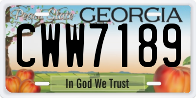GA license plate CWW7189