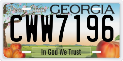 GA license plate CWW7196
