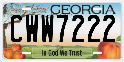 GA license plate CWW7222