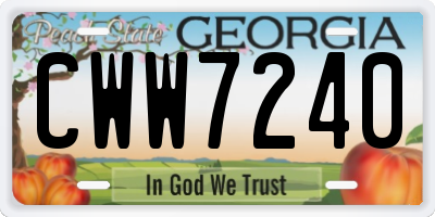 GA license plate CWW7240