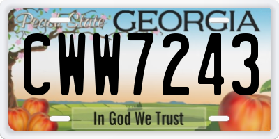 GA license plate CWW7243