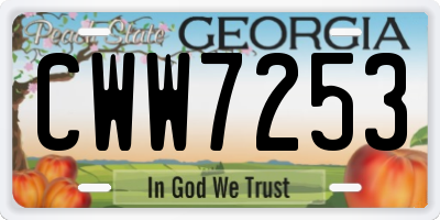 GA license plate CWW7253