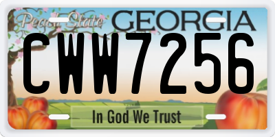 GA license plate CWW7256