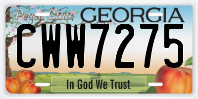 GA license plate CWW7275
