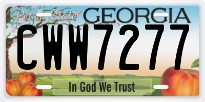 GA license plate CWW7277
