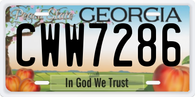 GA license plate CWW7286