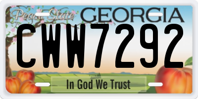 GA license plate CWW7292