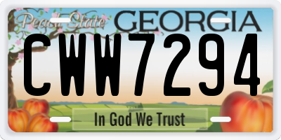 GA license plate CWW7294