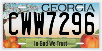 GA license plate CWW7296