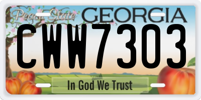GA license plate CWW7303