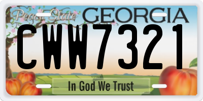 GA license plate CWW7321