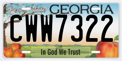GA license plate CWW7322