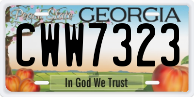 GA license plate CWW7323