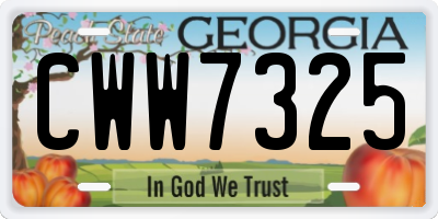 GA license plate CWW7325