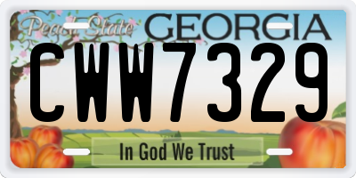 GA license plate CWW7329