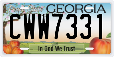 GA license plate CWW7331