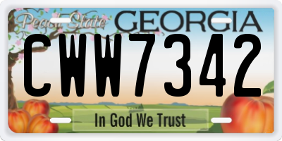 GA license plate CWW7342