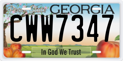 GA license plate CWW7347
