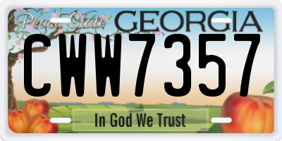 GA license plate CWW7357
