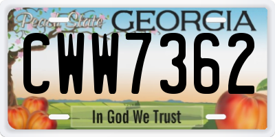 GA license plate CWW7362