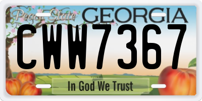 GA license plate CWW7367