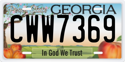 GA license plate CWW7369