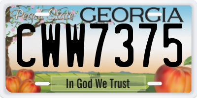 GA license plate CWW7375