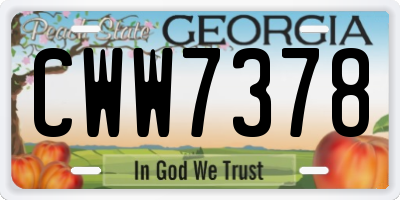 GA license plate CWW7378