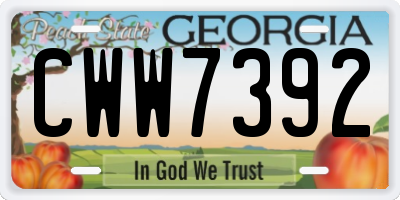 GA license plate CWW7392