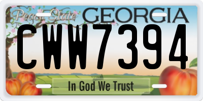 GA license plate CWW7394
