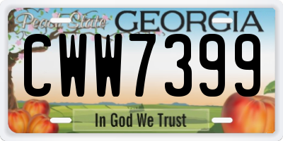 GA license plate CWW7399