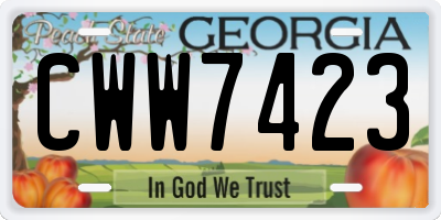 GA license plate CWW7423