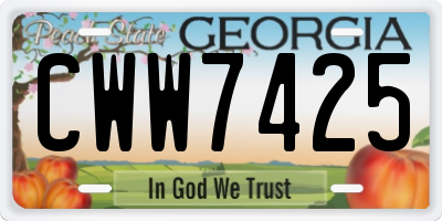 GA license plate CWW7425