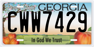 GA license plate CWW7429