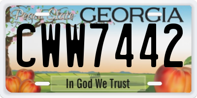 GA license plate CWW7442