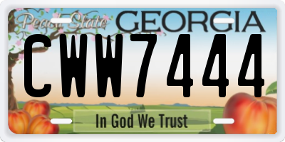 GA license plate CWW7444