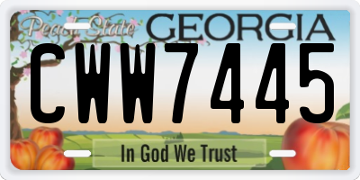 GA license plate CWW7445