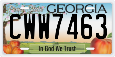 GA license plate CWW7463